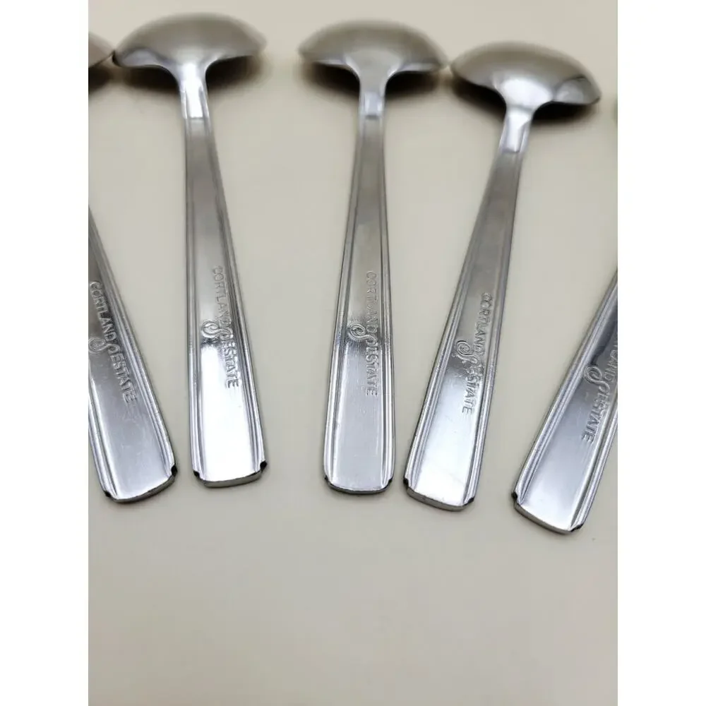 Cortland Estate Stainless Steel Round Bowl Soup Spoons Set of 5 Ribbed Handle